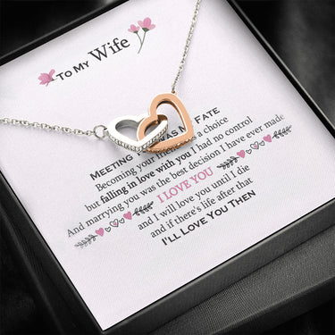 AZTeam Interlocked Heart Necklace to My Wife Meeting You was My Fate, Gifts for My Wife, for Wife, Unique
